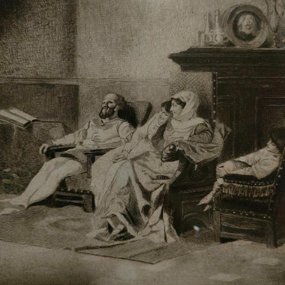 Antique 1886 Etching Boccaccio After Amos Cassioli By J.S. King  Gebbie & Co.