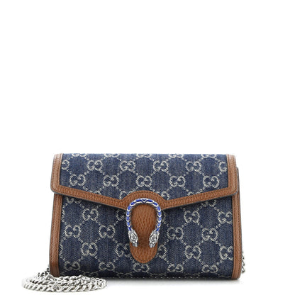 Gucci Dionysus Chain Wallet Gg Denim Small