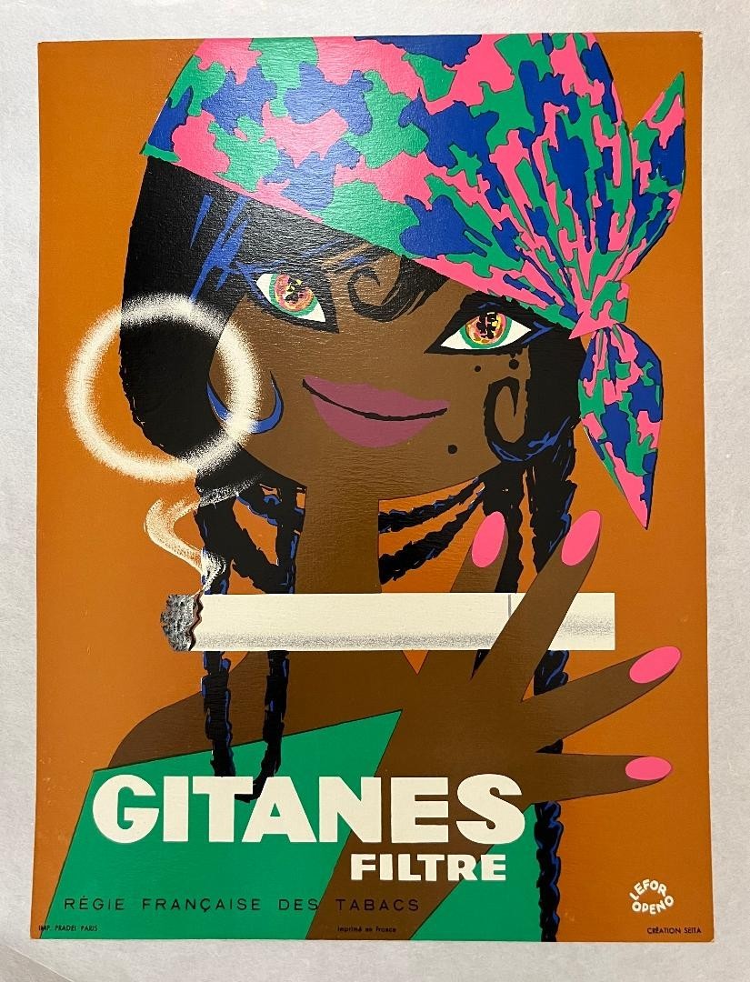 1960S Gitanes Filtre Poster By Lefor Openo  French Tobacco Ad Vibrant Pop Art
