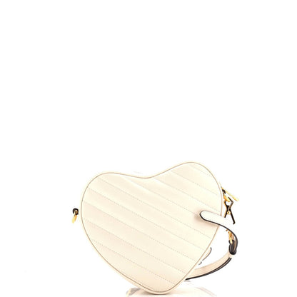 Gucci Interlocking G Heart Shoulder Bag Diagonal Quilted Leather Mini