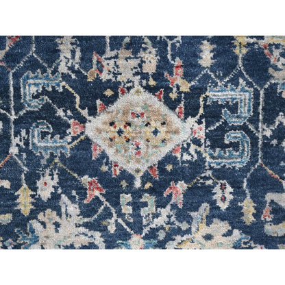 2'7"X5'9" Blue Erased Heris All Over Design Hand Knotted Wool Runner Rug