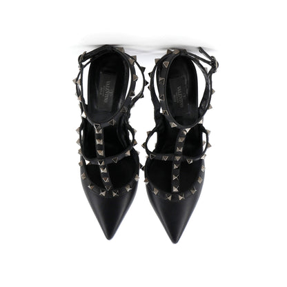 Valentino Garavani Women'S Rockstud Ankle Strap Pumps Leather 100