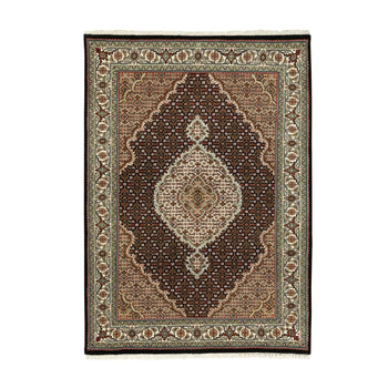 4'X6' Rich Black Tebraz Mahi 250 Kpsi Wool Hand Knotted Rug