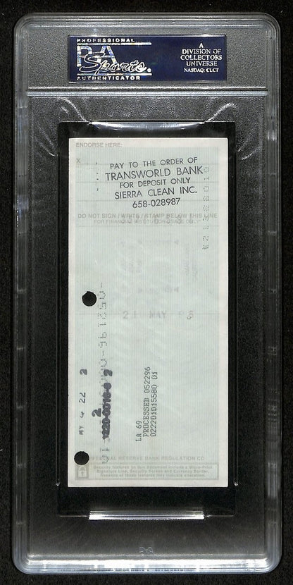 Wilt Chamberlain Hof 76Ers Signed/Autographed 1996 6X3 Bank Check Psa/Dna 198794