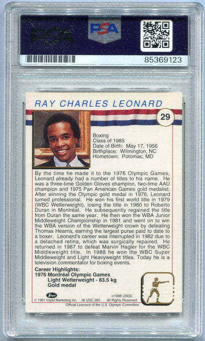 Sugar Ray Leonard Certified Autographed Trading Card