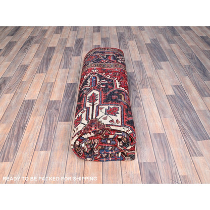 6'8"X9'5" Harvest Apple Red Hand Knotted Vintage Heris Cleaned Abrash Rug