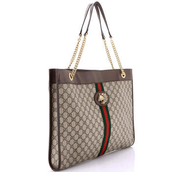 Gucci Rajah Chain Tote Gg Coated Canvas Large