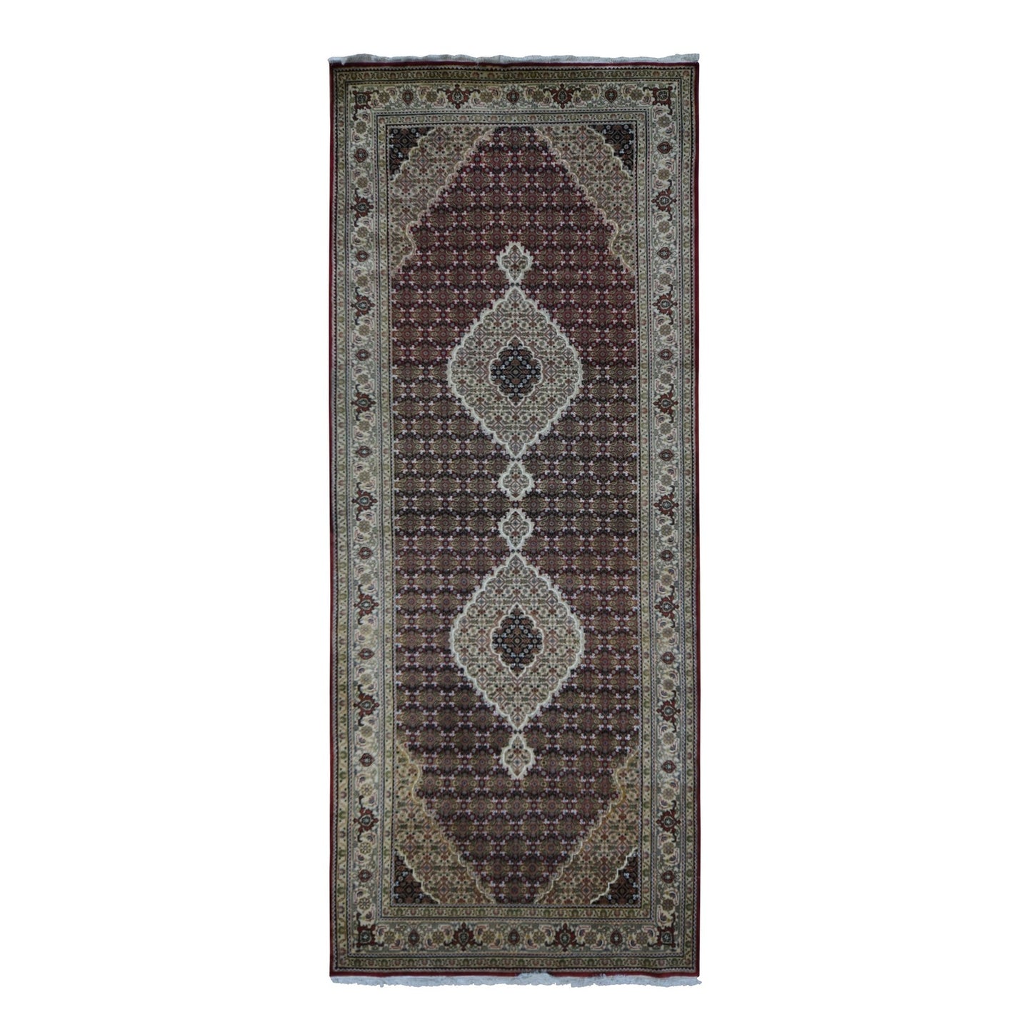 5'X12'9" Red Tebraz Mahi Pure Wool Hand Knotted Gallery Wide Runner Rug