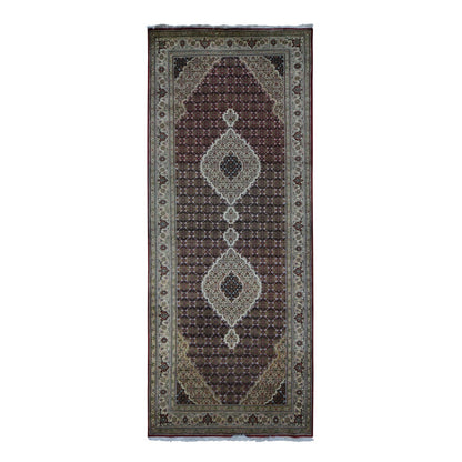 5'X12'9" Red Tebraz Mahi Pure Wool Hand Knotted Gallery Wide Runner Rug
