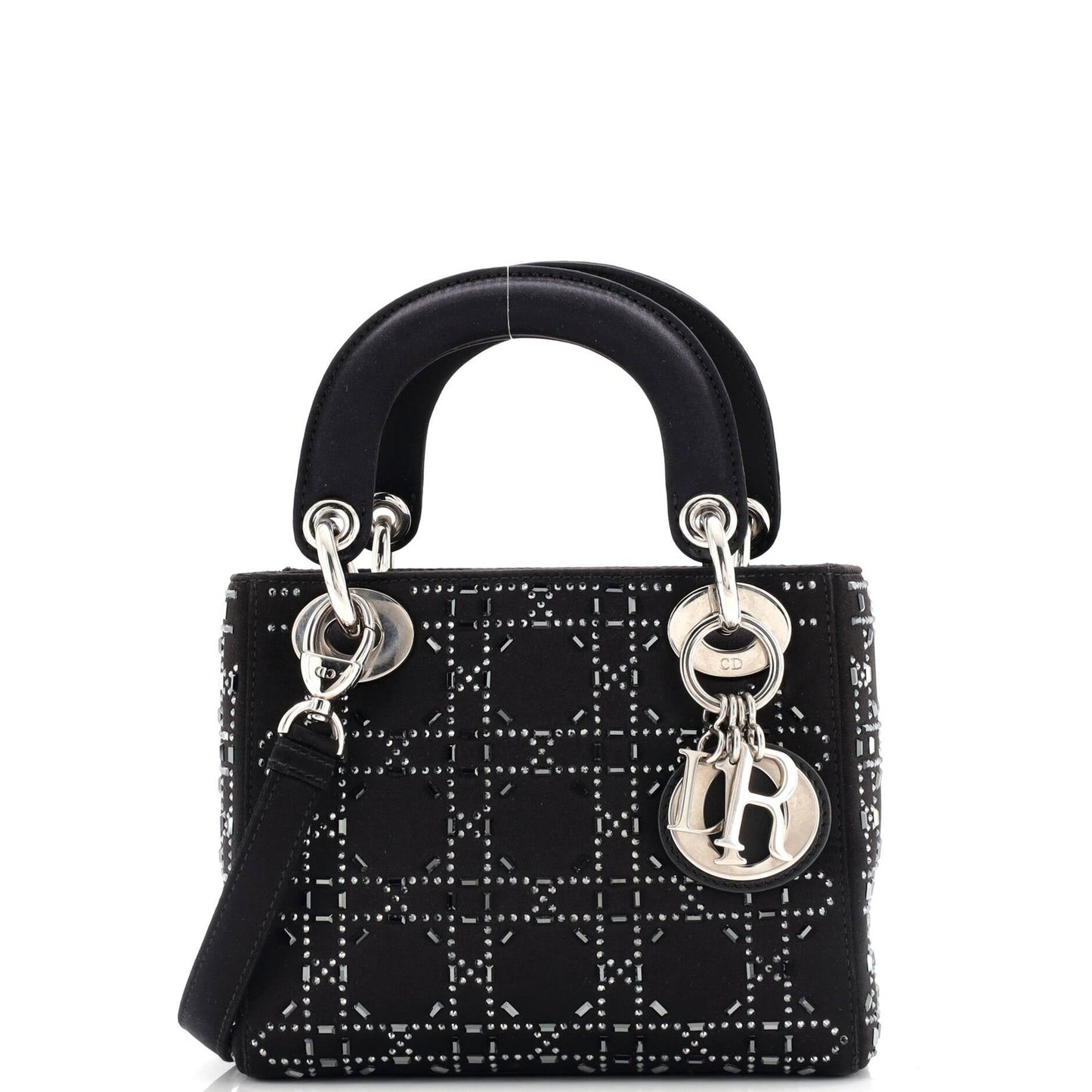 Christian Dior Lady Dior Bag Crystal Embellished Cannage Quilt Satin Mini