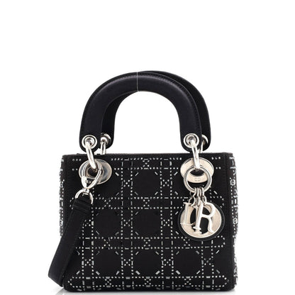 Christian Dior Lady Dior Bag Crystal Embellished Cannage Quilt Satin Mini