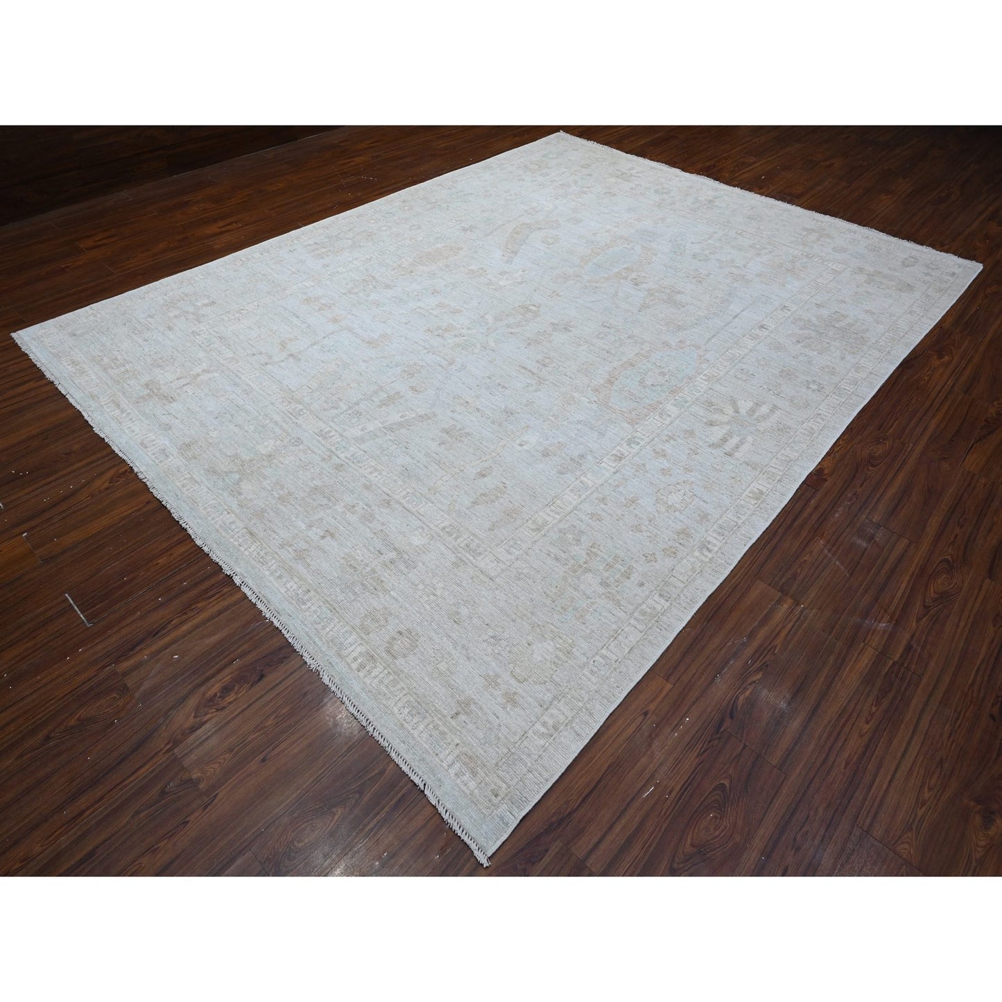 9'X11'10" Medium Gray Vegetable Dyes Afghan Angora Oushak Oriental Rug