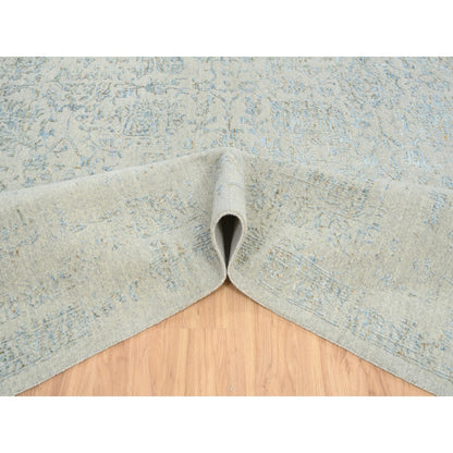 12'X17'10" Gray Jacquard Hand Loomed Tebraz Wool And Silk Oversized Rug