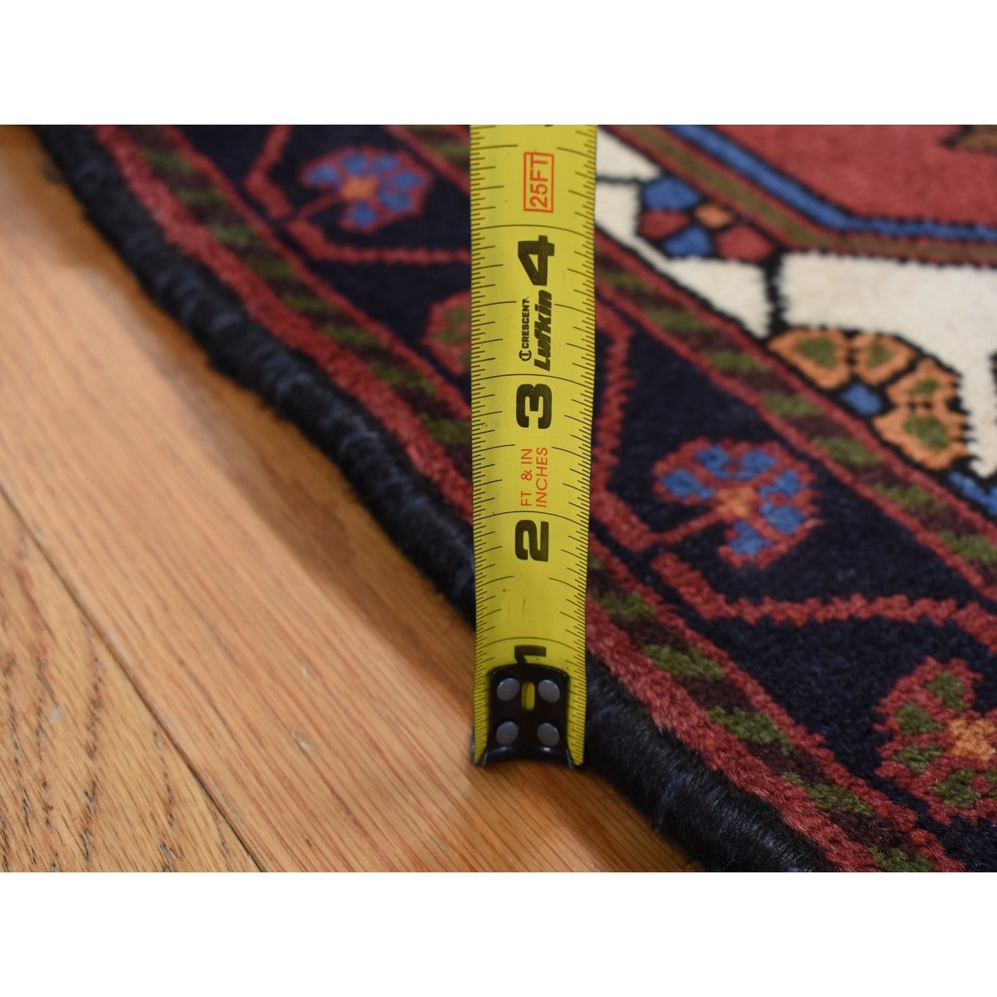 3'5"X5' Red Vintage Bohemian Zoroastrian Khamadan Wool Hand Knotted Rug