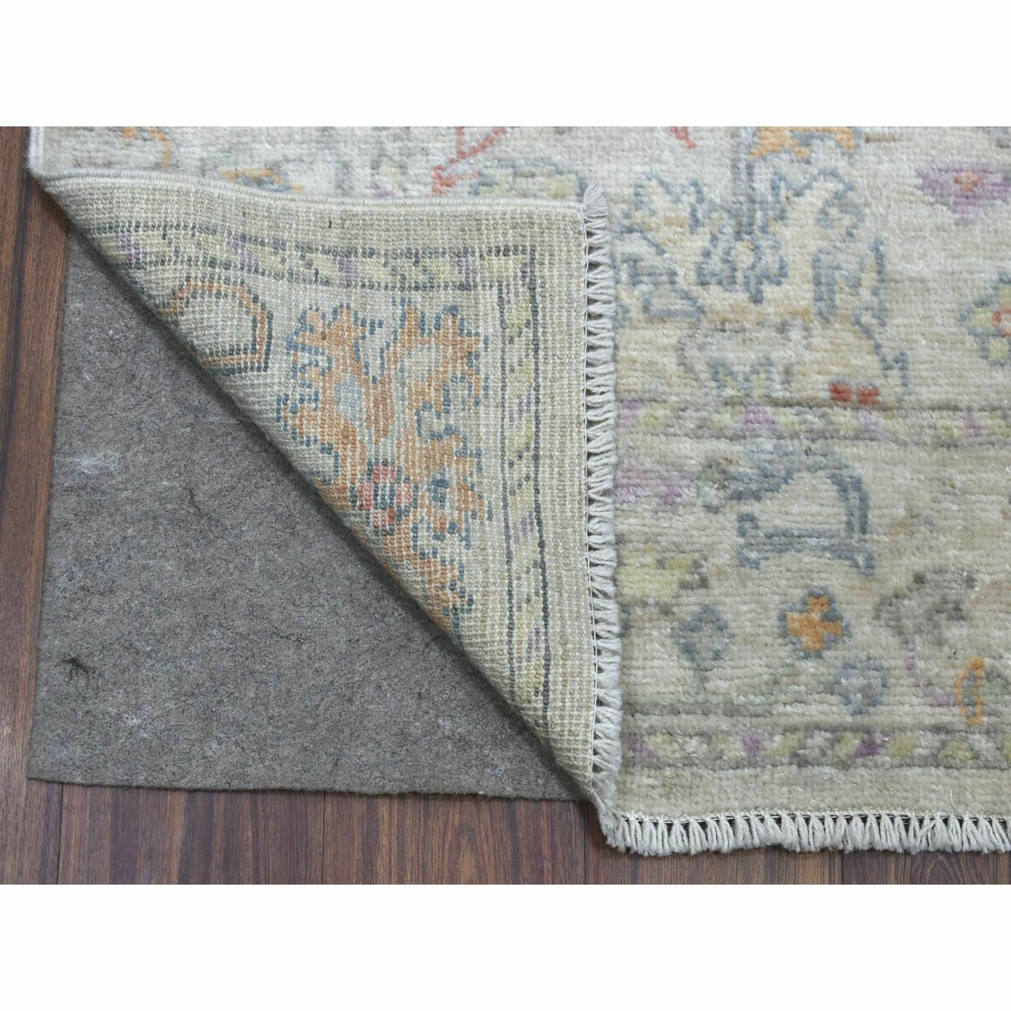 3'X15'10" Soft Wool Hand Knotted Gray Angora Oushak Xl Runner Rug