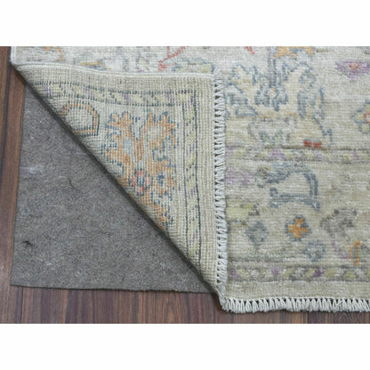 3'X15'10" Soft Wool Hand Knotted Gray Angora Oushak Xl Runner Rug