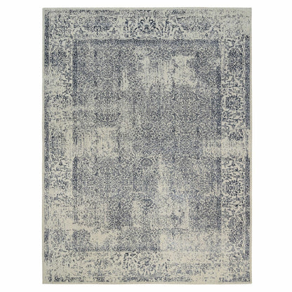 9'1"X12' Hand Loomed Light Gray Fine Jacquard Wool And Art Silk Rug