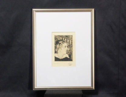 Clement Serveau Signed Drypoint Etching "Gentleman" 1Er Tat Stamp  French
