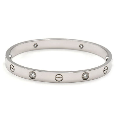 Cartier Love Bracelet #17 K18WG 4P Diamond Half