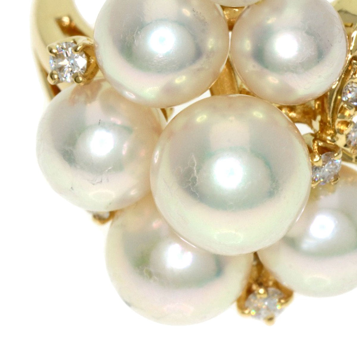 Gold MIKIMOTO Pearl Diamond Ring K18 Yellow
