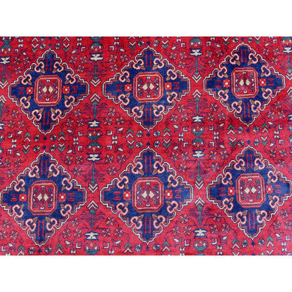 9'10"X16' Red Afghan Khamyab Organic Wool Hand Knotted Oversized Rug