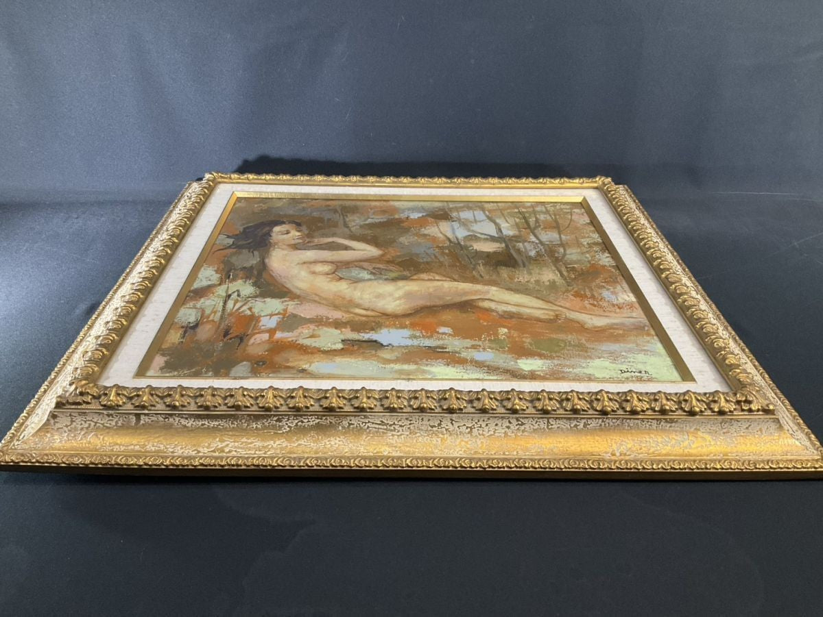 Pierre Diner Original Oil Painting Nude Female Reclining  French Artist Framed