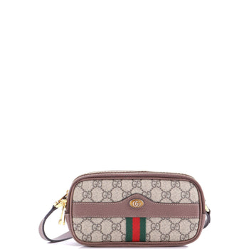 Gucci Ophidia Triple Zip Crossbody Bag Gg Coated Canvas Mini
