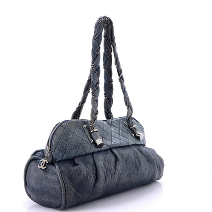 Chanel Lady Braid Zip Shoulder Bag Quilted Distressed Lambskin Large