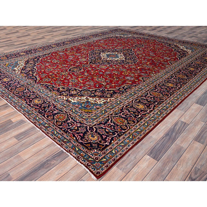 9'8"X12'10" Red Zoroastrian Kishoon Hand Knotted Soft Wool Oriental Rug
