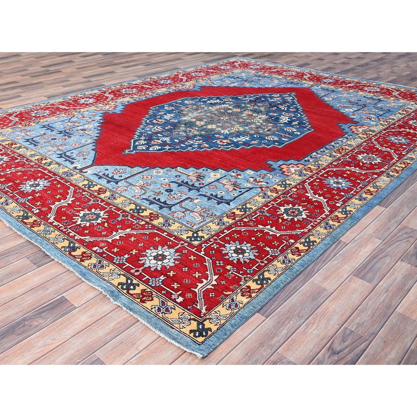 8'10"X12' Tomato Red Afghan Heris Seeripe Bakshaish Design 100% Wool Rug