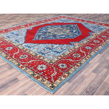 8'10"X12' Tomato Red Afghan Heris Seeripe Bakshaish Design 100% Wool Rug