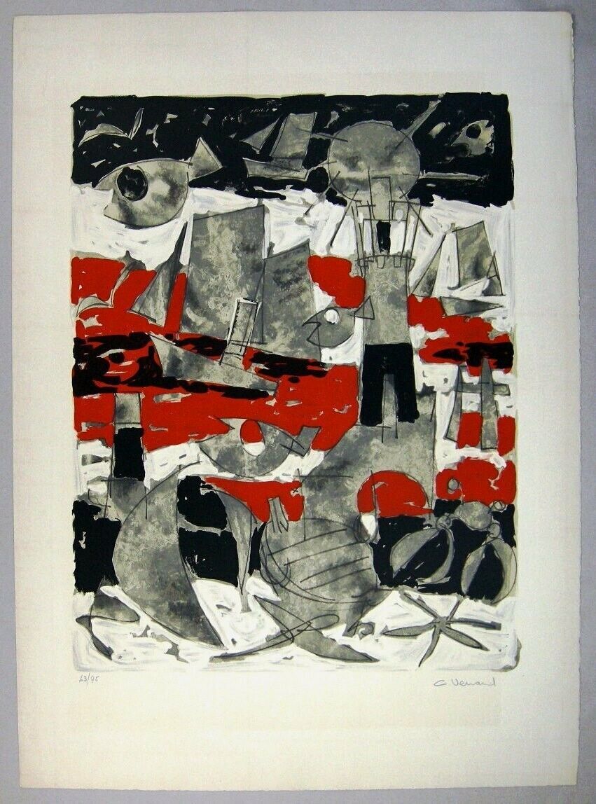 Claude Venard Ed75 Original Lithograph Print Signed Numbered "Mer Rouge"