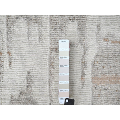 2'1"X3' Ivory Minimalist Swedish Design Flat Weave Hand Knotted Wool Rug