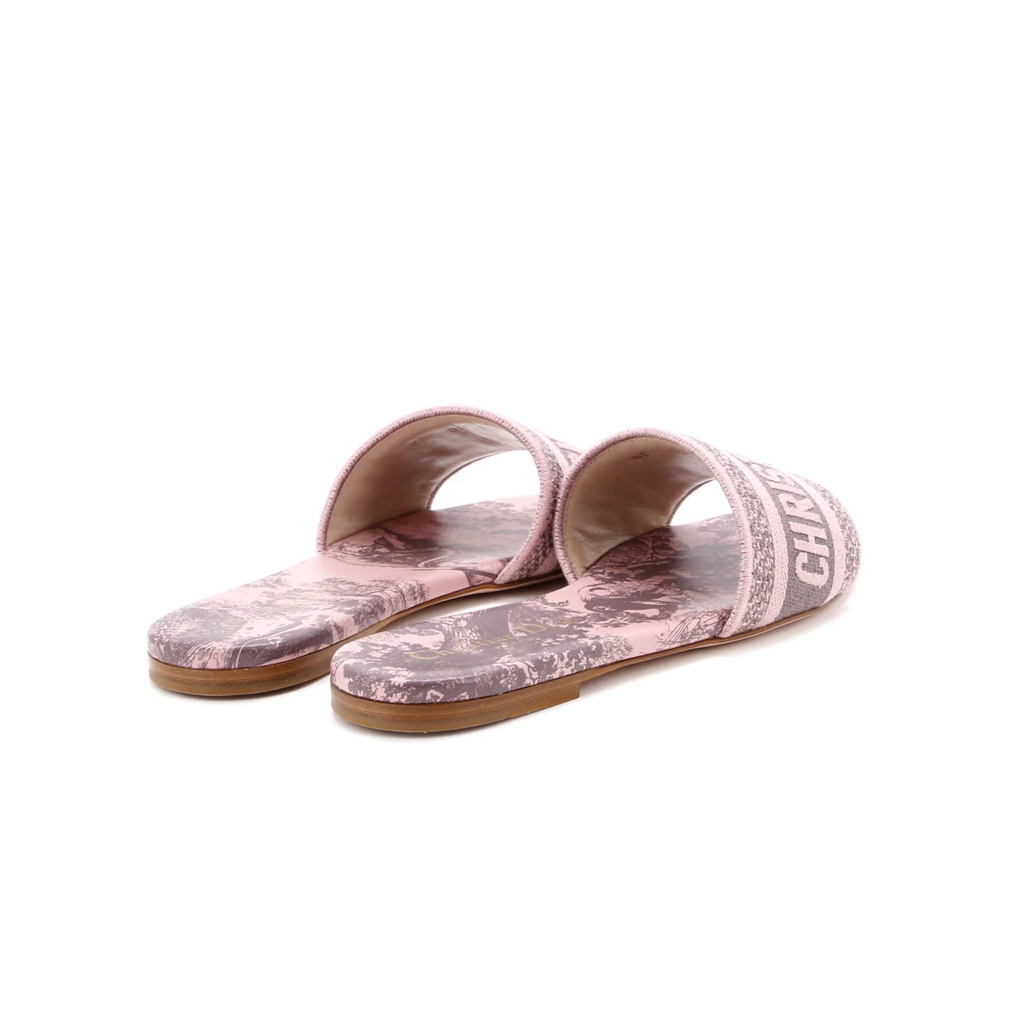 Christian Dior Women'S Dway Flat Sandals Embroidered Canvas