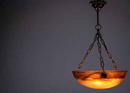 Gv Croismare Signed Chandelier Gilt Bronze Art Glass French Art Deco Excellent