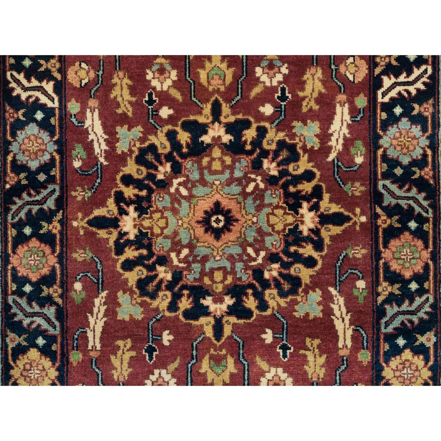 2'7"X12' Red Hand Knotted Saroogh Re-Creation 100% Wool Runner Rug