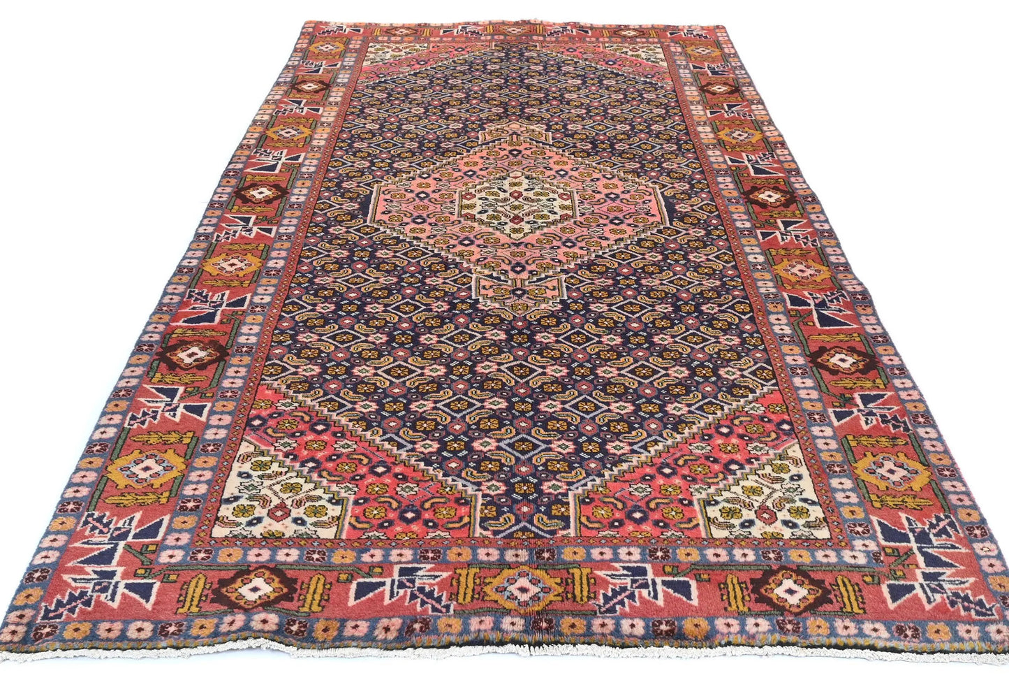 Hand-knotted oriental carpet 5x9 ft tribal geometric style decor