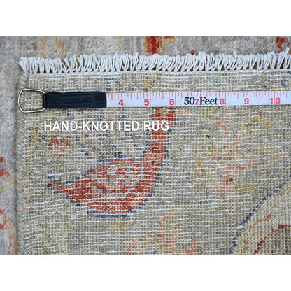 2'1"X3'1" Gray Afghan Peshawar Birds Design Hand Knotted Wool Sample Rug