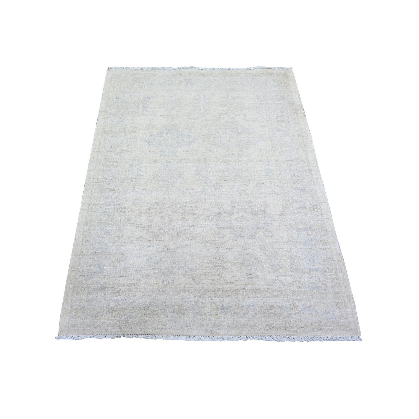 3'1"X4'10" White Wash Peshawar Wool Hand Knotted, Oriental Rug