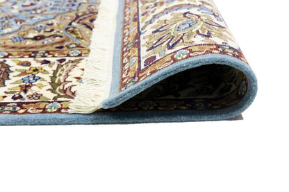 Hand-Knotted Kirman Oriental Rug 6X8 Ft Blue
