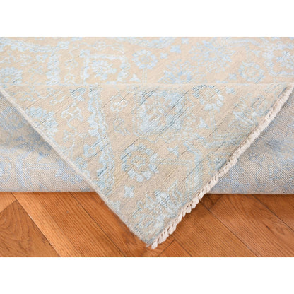 11'10"X15' Brown Wool And Silk Rosettes Design Hand Knotted Oversized Rug