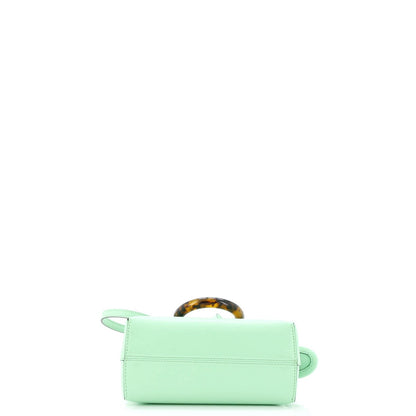 Fendi Logo By The Way Top Handle Bag Embossed Leather Mini