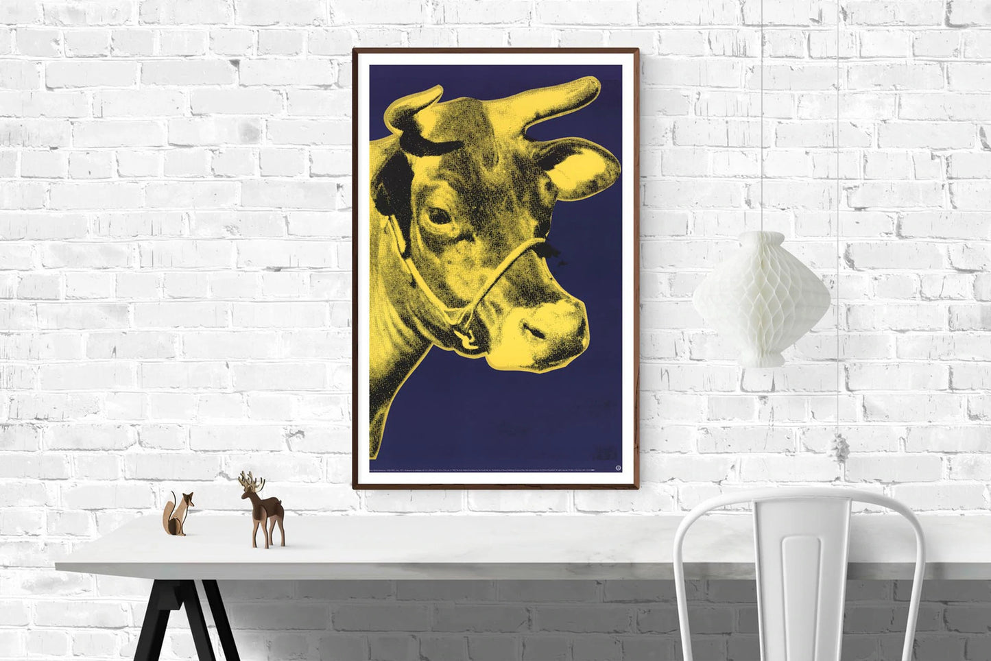 Andy Warhol Cow Yellow On Blue Background (Sm) " Poster Pop Ar