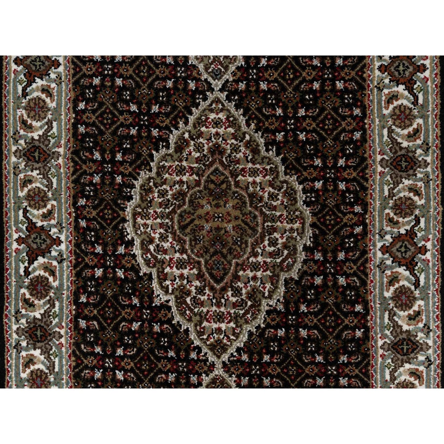 2'8"X20'1" Rich Black Tebraz Mahi Pure Wool Hand Knotted Xl Runner Rug