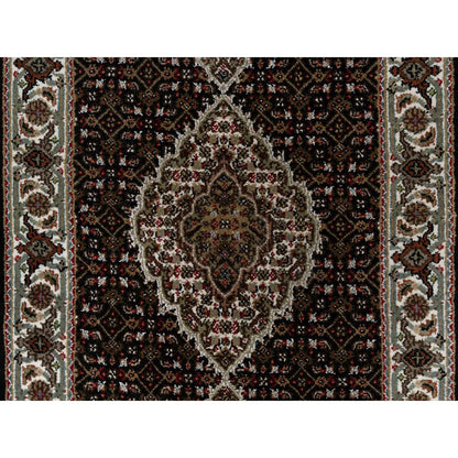 2'8"X20'1" Rich Black Tebraz Mahi Pure Wool Hand Knotted Xl Runner Rug