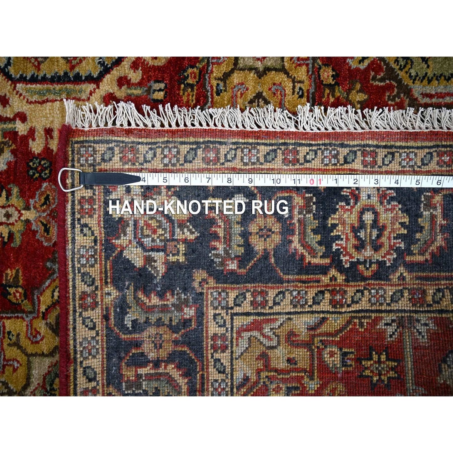 4'1"X6' Red And Black Karjihooz Design Wool Hand Knotted Oriental Rug