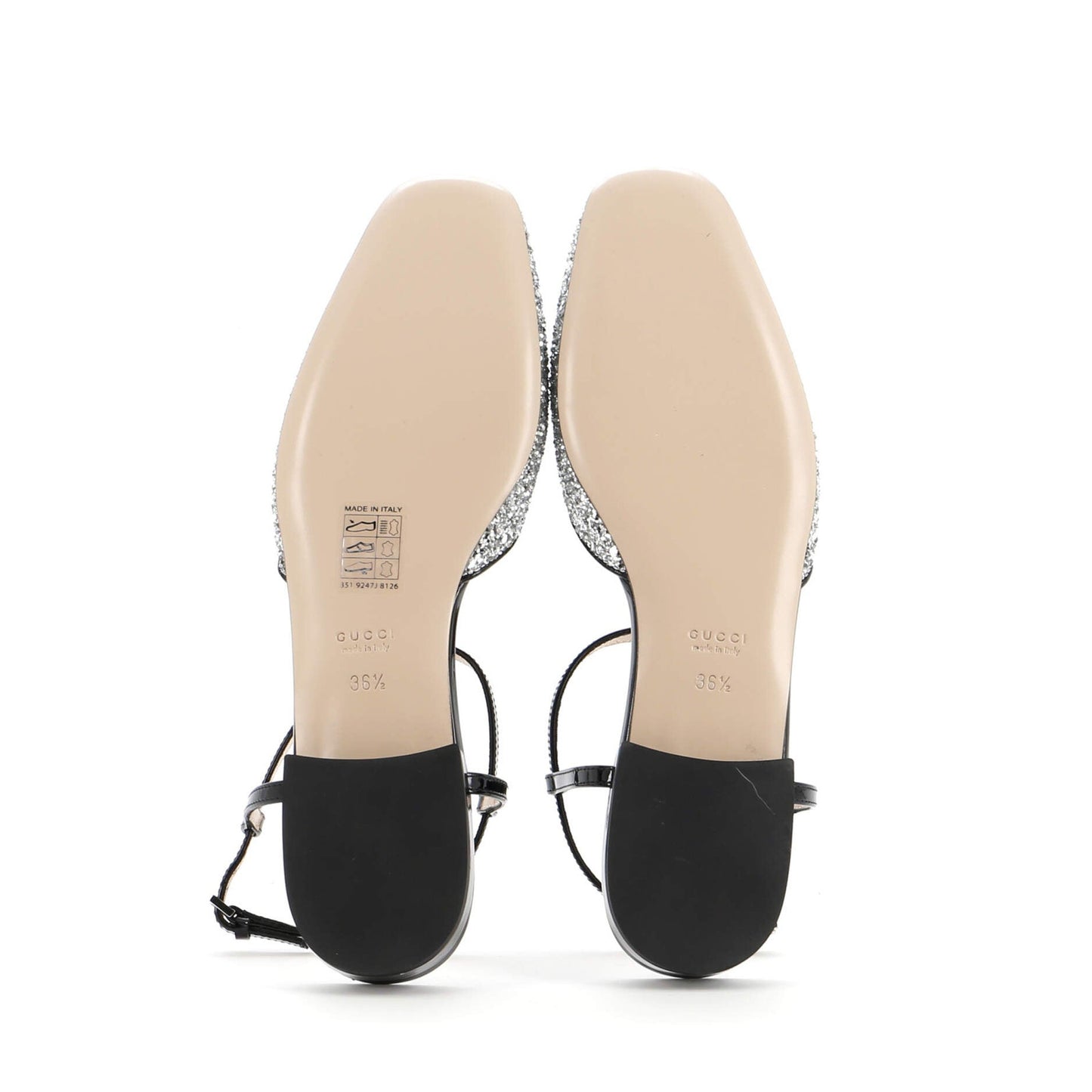 Gucci Women'S Gg Slingback Flats Glitter And Patent