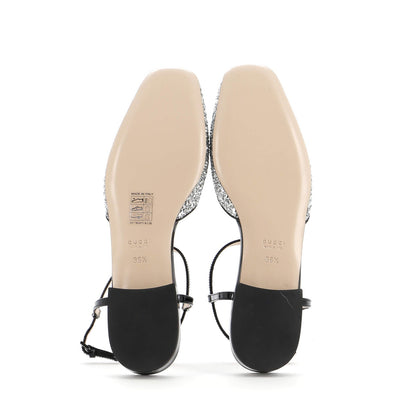 Gucci Women'S Gg Slingback Flats Glitter And Patent