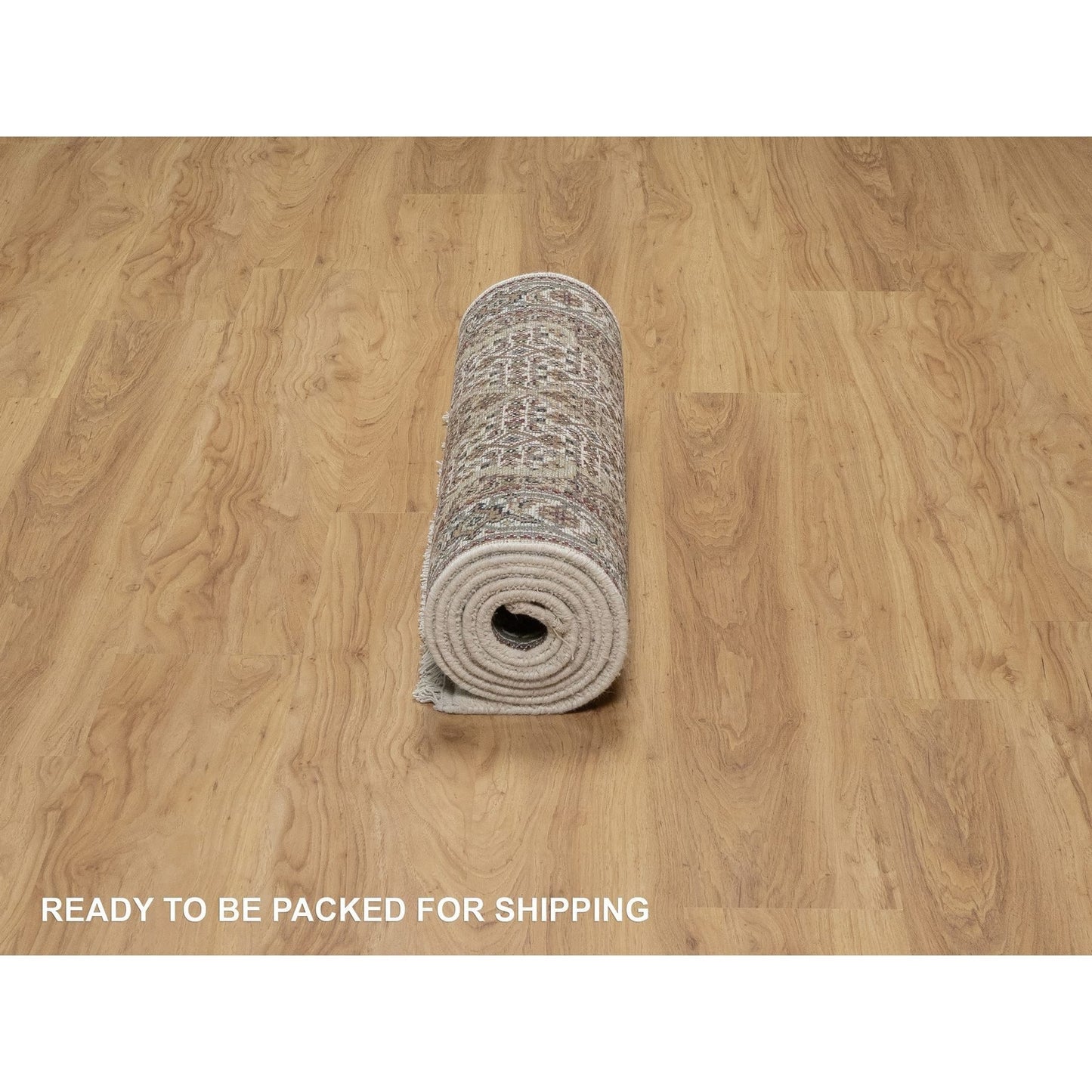 2'10"X8' White Tebraz Mahi With Fish Design Hand Knotted Wool Runner Rug