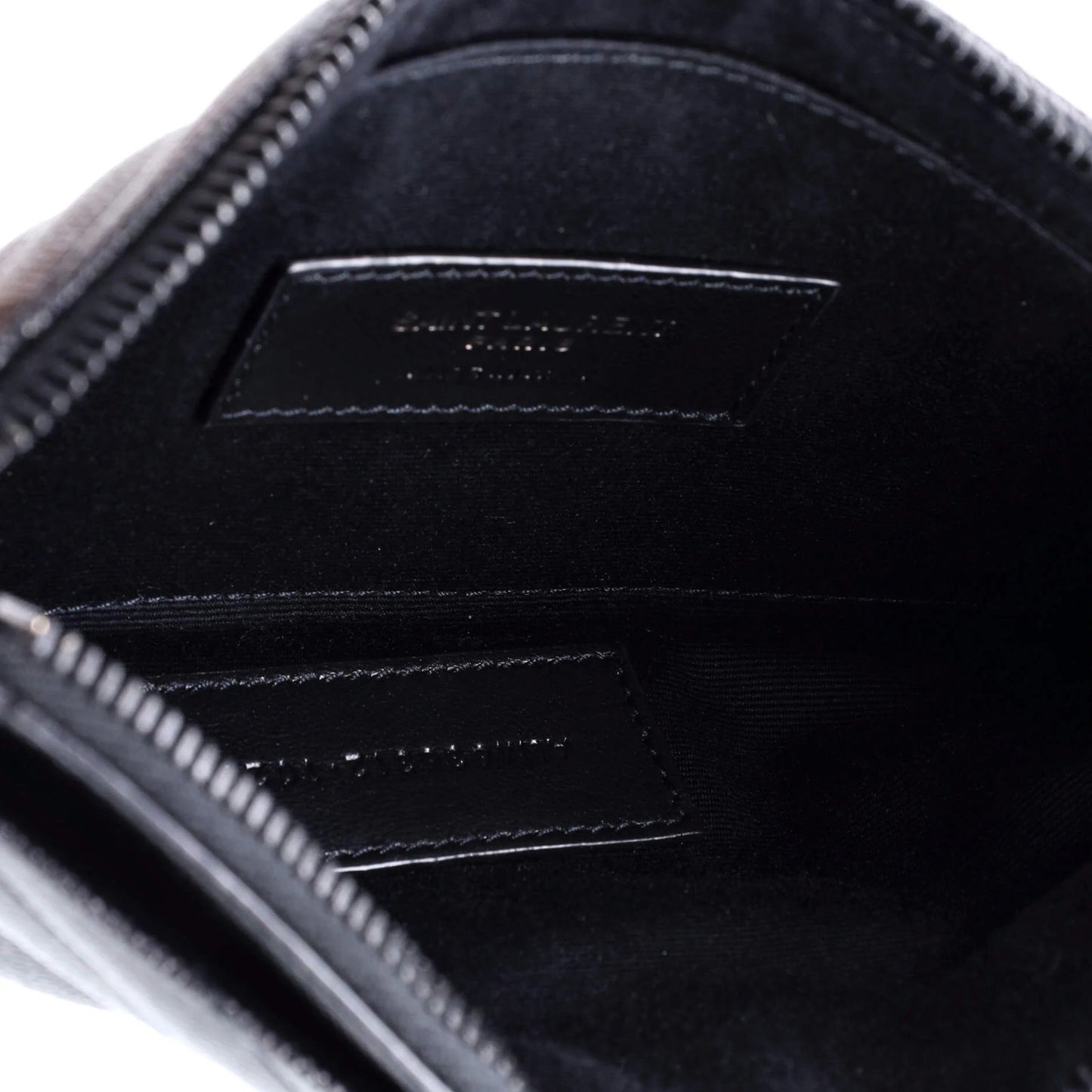 Saint Laurent Classic Monogram Zip Bill Pouch Matelasse Chevron Leather Medium